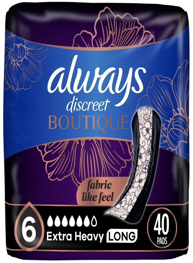 Always Discreet Boutique Incontinence Pads, for Bladder Leaks, Extra Heavy Absorbency, Long Length, 40 Count (2 Packs of 20) - Image 1